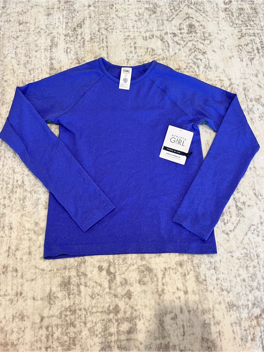 Athleta Girl Power Up Purple Shimmer Top | Size XL (14) | NWT